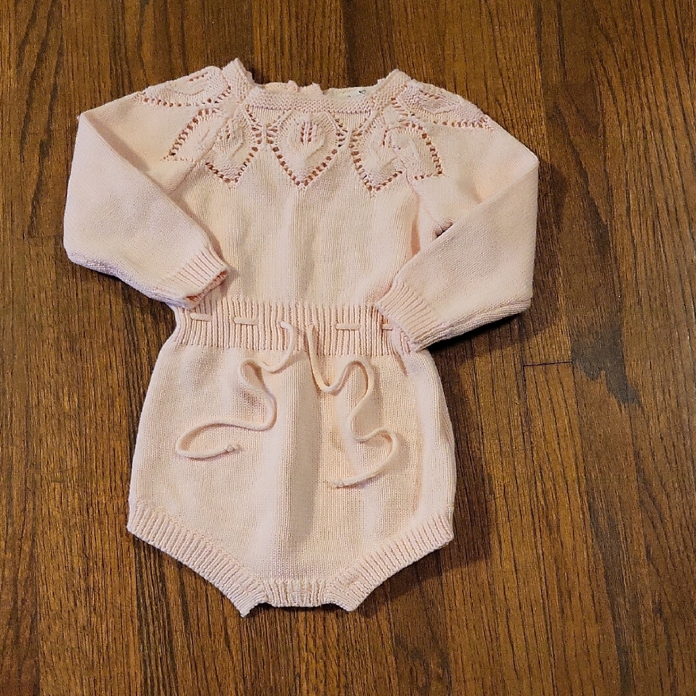 Adorable Pink Knit Baby Bodysuit